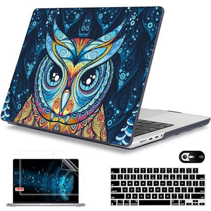 Mektron Case for M5 MacBook Pro 14 inch 2026 Model A3427 A3426 Fit 2025-2021 Model A3434 A3112 M4 A3112 A3401 A3185 M3 A2918 A2992 M2 A2779 M1 A2442 Pro/Max Cover for MacBook Pro 14", Owl - color: Cute Owl