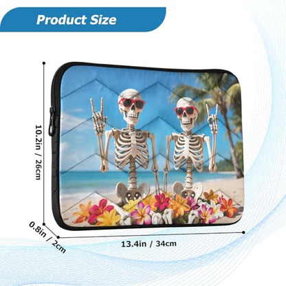 Skeletons on Beach Padded Laptop Sleeve Case 13 Inch Soft Quilted Laptop Bag Waterproof Computer Sleeves - color: skeletons on beach, size: Medium