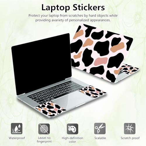 Laptop Skin Sticker Decal, Universal Reusable Vinyl Laptop Cover for 12" 13" 13.3" 14" 15" 15.4" 15.6" Notebook PC, Waterproof Scratch-Resistant with 2 Wrist Pads, Easy to Apply & Remove,Cow Print - color: Cow Print