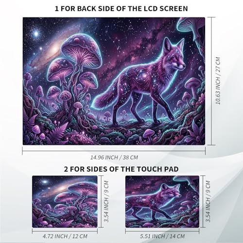 Universal Laptop Skin, DIY Cut-to-Fit Vinyl Cover Compatible with HP, Dell, Lenovo, Mac (13.3" to 15.6"), Anti-Scratch, No Residue & Bubble-Free Protective Decal Sticker, Galaxy Fox Mushroom - color: Galaxy Fox Mushroom