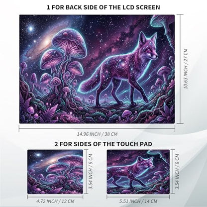 Universal Laptop Skin, DIY Cut-to-Fit Vinyl Cover Compatible with HP, Dell, Lenovo, Mac (13.3" to 15.6"), Anti-Scratch, No Residue & Bubble-Free Protective Decal Sticker, Galaxy Fox Mushroom - color: Galaxy Fox Mushroom