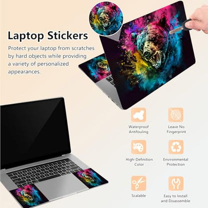 Laptop Skin Sticker Decal 15.6 Inch,12 13 13.3 14 15 15.6 in Laptop Netbook Skins for Notebook,Art Decal Removable Waterproof Scratch Resistant,Universal Vinyl Cover,Colorful Bear - color: Colorful Bear