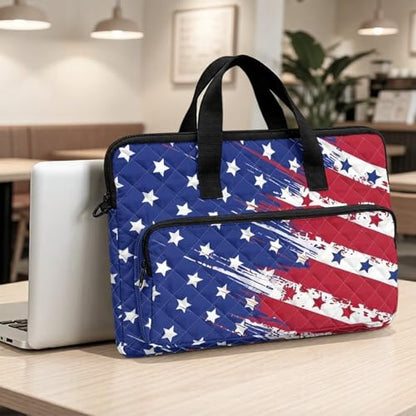 Laptop Sleeve, Laptop Cover with Adjustable Strap Computer Bag Tablet Notebook Sleeves Handbag Messenger Briefcase - color: American Flag Print01