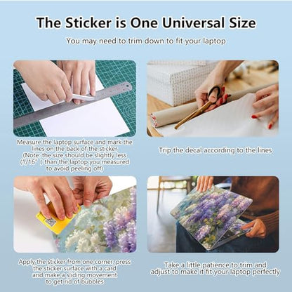 Universal Laptop Skin Sticker with 2 Wrist Pad Skins, Waterproof Scratch Resistant Vinyl Laptop Cover Decal, Cut to Fit for 11–15.6 Inch MacBook HP Dell Lenovo, Cercis Chinensis - color: Cercis Chinensis