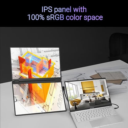 ASUS ZenScreen Duo Dual 14" 360° Foldable Portable Monitor (MB14FCD) - 16:10, 1920x1200 Full HD, IPS, Power Pass-Through, Dual USB-C, Mini-HDMI, Eye Care, Auto-Rotate, Sleek Design, 3 yr Warranty