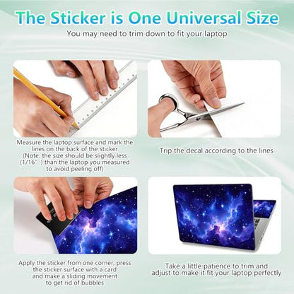 Laptop Skin Sticker Decal 12"-15.6" Universal Laptop/Notebook/Netbook Vinyl - Waterproof Scratch Resistant,Fits HP Dell Lenovo MacBook,2 Free Wrist Pads,Easy Apply & Remove,Blue Purple Galaxy - color: Blue Purple Galaxy