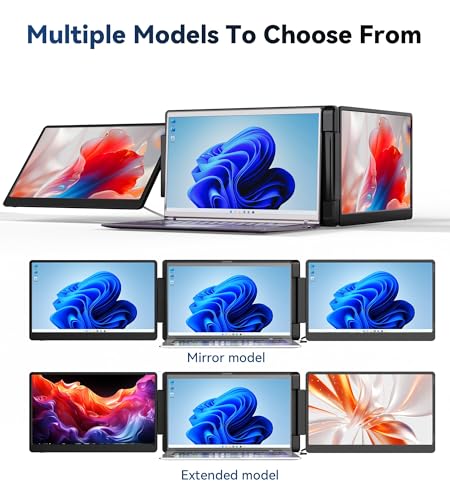 Laptop Screen Extender, 14" 1200P FHD IPS Portable External Screen, Triple Portable Laptop Monitor for 12-16.5" Laptops with USB-C/HDMI, Plug & Play Compatible with Wins/Mac(M1//M2/M3Pro/Max) - size: 14", style: Triple screen