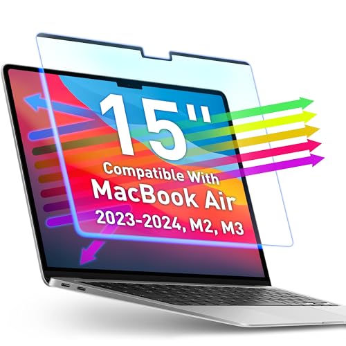 VINTEZ Magnetic Blue Light Screen Protector Compatible With MacBook Air 15" 2023, 2024, 2025, M2, M3, M4 Anti Blue Light Blocking Filter for Laptop - color: Blue Screen for MacBook, size: [1 Pack] For MacBook Air 15 inch (2023-2025)