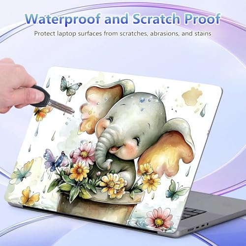 Laptop Skin Sticker Decal Cover,Cute Happy Baby Elephant | DIGTIALL Universal Laptop Skin Sticker, Waterproof Removable Notebook Decal Protector Cover for 12 13 14 15 Inch Laptops - color: Cute Happy Baby Elephant