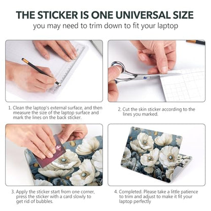 AIMSA Laptop Skin Sticker Decal, 13/13.3/14/15/15.4/15.6 inch Laptop Art Decal Universal Cover, Scratch Resistant Notebook Skin Protector, White Flowers - color: White Flowers