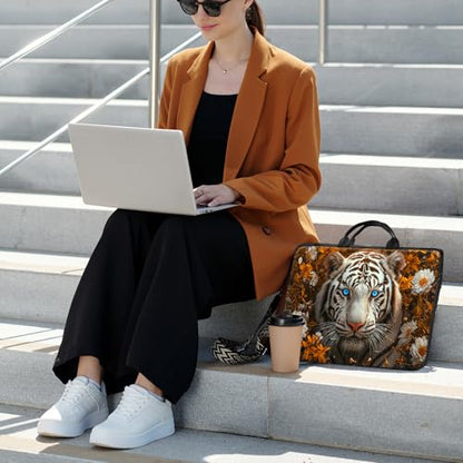 Laptop Bag,14 15 15.6 inch Laptop Case Sleeve,Computer Sleeve with Handle for Women Men,Carrying Case for MacBook,Dell,Lenovo,Notebook Computer,White Tiger Flower - color: White Tiger Flower