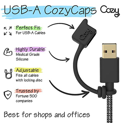 Cozy USB A Cable Caps, Dust Protection Covers with Tether, Travel Portable, Black, 10 Pack - color: USB-A (10) Black
