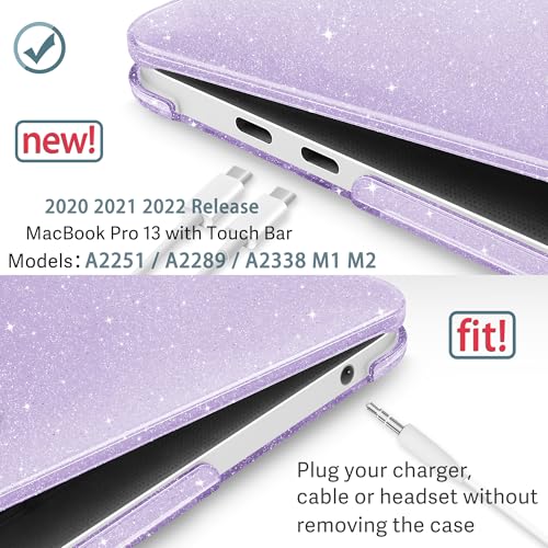 May Chen Compatible with MacBook Pro 13 inch Case 2022 2021 2020 Release A2338 M2 M1 A2251 A2289, Plastic Hard Shell Case Keyboard Cover for MacBook Pro 13 Touch Bar Fits Touch ID, Shining Purple - color: Shining Purple