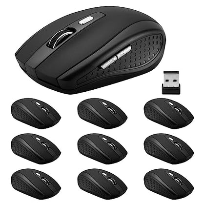 Guiheng Wireless Mouse, 2.4Ghz Wireless Mouse Computer Mouse 1200DPI,6 Buttons with Nano Receiver for Laptop,PC,Chromebook,Computer,Notebook,Office-10 Pack - color: 10 pack black