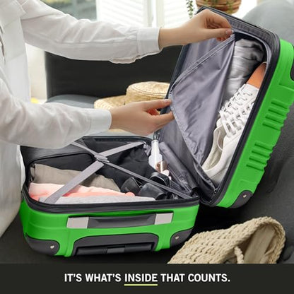 Kenneth Cole REACTION Out of Bounds Lightweight Hardshell 4-Wheel Spinner Luggage, Kelly Green, 2-Piece Set (20" & 28") - color: Kelly Green, size: 2-Piece Set (20" & 28")