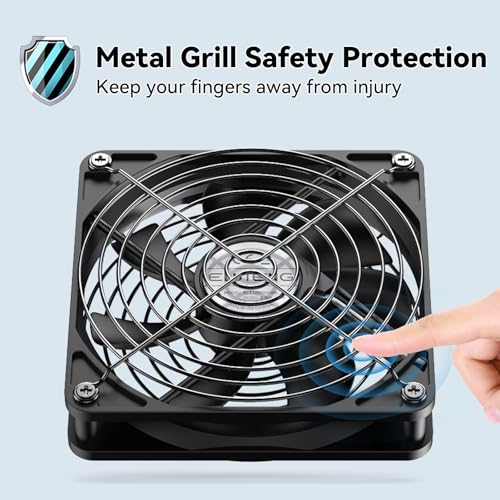 ELUTENG 120mm USB Computer Fan, 5V PC Cooling Fan with 3 Adjustable Speeds | DC to USB Adapter, Metal Grill Fan for Laptop, PS5/PS4, TV Box, Router, AV Cabinet & Projector, Black