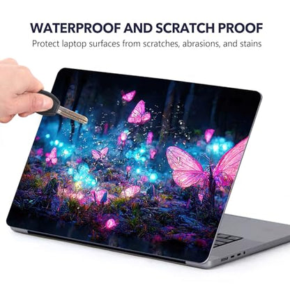 AIMSA Laptop Skin Sticker Decal, 13/13.3/14/15/15.4/15.6 inch Laptop Art Decal Universal Cover, Scratch Resistant Notebook Skin Protector, Fantasy Pink Butterfly - color: Fantasy Pink Butterfly