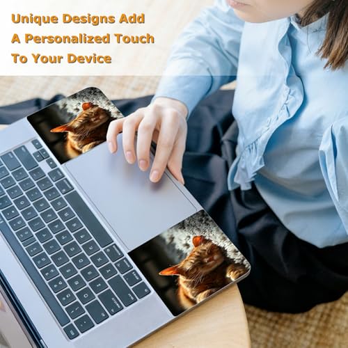Universal Laptop Skin Sticker with 2 Wrist Pad Decals, 3-Piece Removable Vinyl Laptop Cover, Sleep Cat Waterproof Anti-Scratch, Easy-Trim Fit for 13.3" 14" 15.6" Laptops - color: Sleep Cat