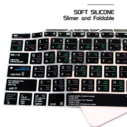 HRH Vim VI Hotkey Silicone Keyboard Cover Skin for MacBook Pro 13" A1708 A1988 No Touch Bar 2018 2017 2016 Release and for MacBook 12" A1534 (2015)&A1931(2018) USA Layout Protective Skin - color: Hotkey-VIM