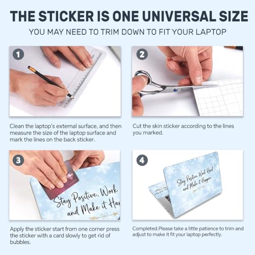 Laptop Skin Sticker Decal for Work School Snowflowers Sticker for Notebook PC Work Hard 3Pcs Laptop Cover Decals Fit Computers for 12.1 13 13.3 13.6 14 15 15.3 16 Inch Encouraging Words - style: Copywriting and arrows