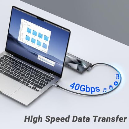 Short USB 4 Cable Right Angle 1.5FT 2 Packs, 240W Fast Charging | High Speed 40Gbps Data Transfer, 8K Video Display, Compatible for iPhone 16/16 Plus/16 Pro Max, MacBook, Galaxy S23 - size: 240w - 1.5ft, 1.5ft