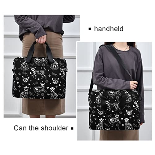 Laptop Bag 15.6 inch, Waterproof Laptop Case with Strap, Protective Laptop Carrying Case for Women&Men, Death Halloween Cats Gothic - color: Death Halloween Cats Gothic