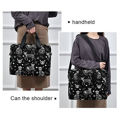 Laptop Bag 15.6 inch, Waterproof Laptop Case with Strap, Protective Laptop Carrying Case for Women&Men, Death Halloween Cats Gothic - color: Death Halloween Cats Gothic