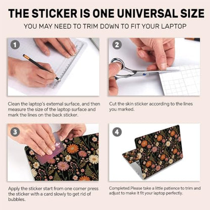 3Pcs Boho Daisy Laptop Skin Sticker Vintage Flower Universal Removable Vinyl Stickers Fits for 12.1 13 14 15.6 16 Inch Waterproof Notebook Decal Cover Gift