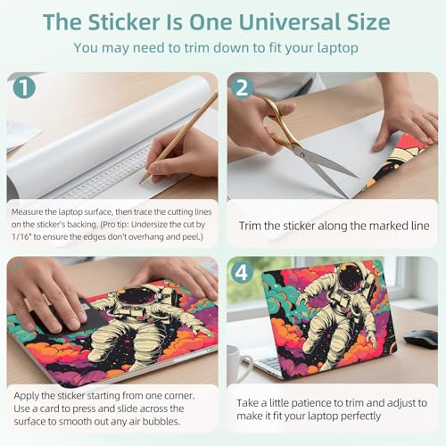 Universal Laptop Skin Decal, 3-Piece Vinyl Protector for 12 13 14 15.6" Notebook, Waterproof Anti-Scratch, Easy Trim & Bubble-Free Finish, Astronaut Floating in Space - color: Astronaut Floating in Space