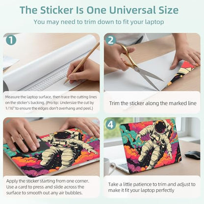 Universal Laptop Skin Decal, 3-Piece Vinyl Protector for 12 13 14 15.6" Notebook, Waterproof Anti-Scratch, Easy Trim & Bubble-Free Finish, Astronaut Floating in Space - color: Astronaut Floating in Space