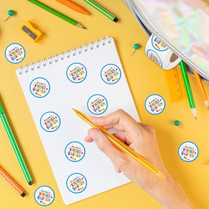 Haooryx Back to School Stickers - 500Pcs Welcome to Kindergarten Water Bottle Laptop Sticker Rolls Self Adhesive Preschool Student Teacher Supplies Page Activity Pad Goodie Bag Greeting Card Making - style: Welcome to Kindergarten