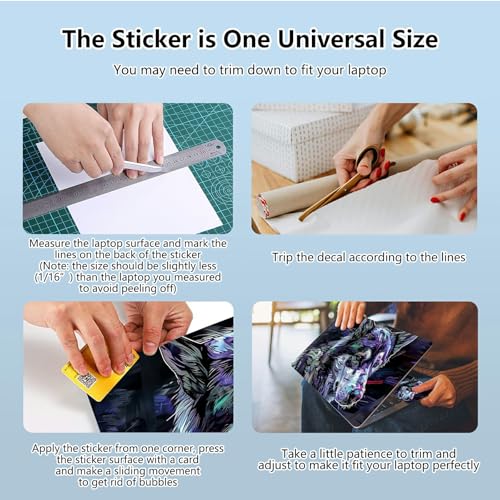Universal Laptop Skin Sticker with 2 Wrist Pad Skins, Waterproof Scratch Resistant Vinyl Laptop Cover Decal, Cut to Fit for 11–15.6 Inch MacBook HP Dell Lenovo, Art Wolf - color: Art Wolf