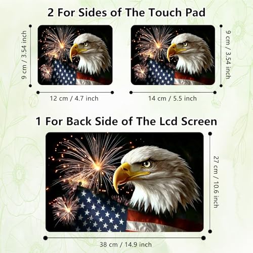 Laptop Skin Sticker Decal, Universal Reusable Vinyl Laptop Cover for 12" 13" 13.3" 14" 15" 15.4" 15.6" Notebook PC, Reusable Waterproof Scratch-Resistant with 2 Wrist Pads,American Flag Eagle - color: American Flag Eagle
