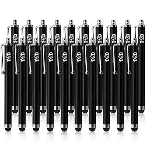 TCD 20 Pack Stylus Pen Set - Touch Screen Devices, Thick Rubber Tip - Black | Universal Capacitive Pen for iPad, iPhone, Tablet, Laptop, Premium Bulk Stylus Pens for Writing, Drawing, and Note Taking - color: Black, size: 20 Pack
