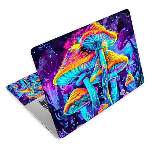 Universal Laptop Skin Decal, 3-Piece Vinyl Protector for 12 13 14 15.6" Notebook, Waterproof Anti-Scratch, Easy Trim & Bubble-Free Finish, Psychedelic Mushroom Forest - color: Psychedelic Mushroom Forest