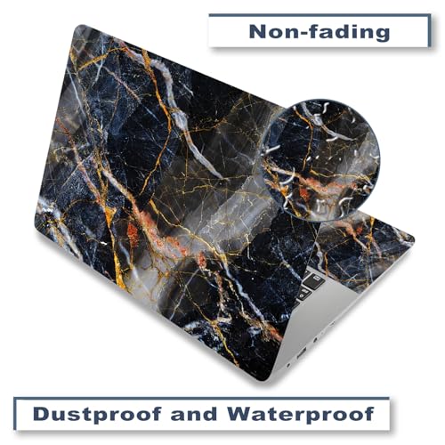 Laptop Decal Sticker Skin Cover, 11.6”12" 13" 13.3" 14" 15" 15.4" 15.6 inch Laptop Netbook Vinyl Skin Sticker Cover Art Notebook PC Waterproof Protector (2 Wrist Pad Included), Black Marble - color: Black Marble
