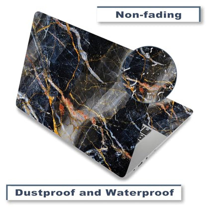 Laptop Decal Sticker Skin Cover, 11.6”12" 13" 13.3" 14" 15" 15.4" 15.6 inch Laptop Netbook Vinyl Skin Sticker Cover Art Notebook PC Waterproof Protector (2 Wrist Pad Included), Black Marble - color: Black Marble