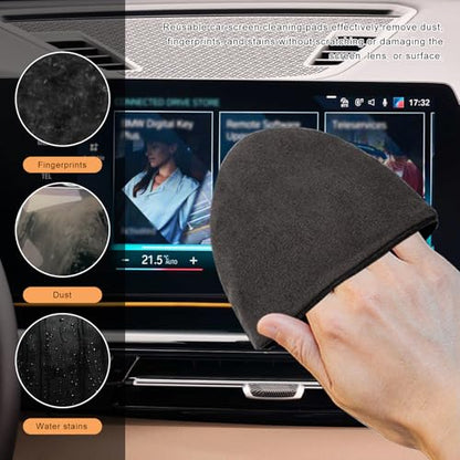 Car Screen Cleaner, Square Microfiber Cloth Non-Scratch Auto Touchscreen Cleaning Wipes, Foldable Touch Screen Pad Universal Cleaning Tool for Vehicle Dashboard Display (Triangle) - color: Triangle, 1 Pcs
