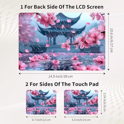 15.6 Inch Laptop Skin Sticker, Reusable Vinyl Cover Protector with 2 Wrist Pad Skins, Removable Waterproof Scratch-Resistant for 12-15.6 Inch Laptop Notebook,Cherry Blossoms - color: Cherry Blossoms