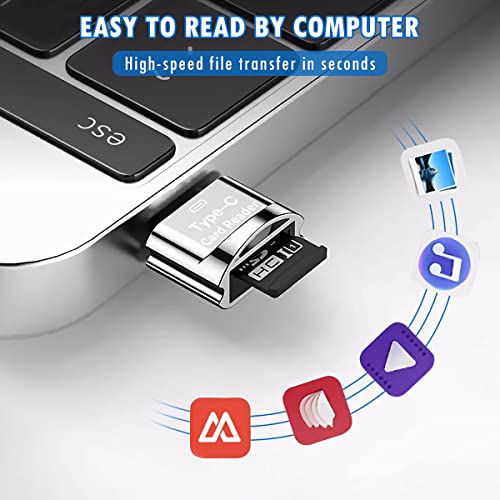 USB C Micro SD Card Reader with Keychain – USB-C to Micro SD/TF Card Reader with USB 3.0 Adapter, High-Speed OTG Reader for MacBook, iPad Pro, Galaxy, iPhone 15, Laptop, Tablet & Phone