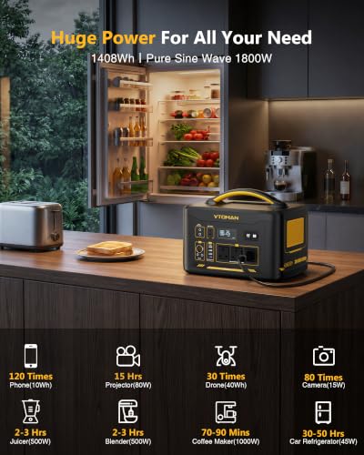 Vtoman 3096Wh Solar Generator with Extra Battery Included, 1800W (Peak 3600W) LiFePO4 Battery Power Station for Power Outages, RV, Camping, Emergencies - style: Jump1800+ExtraBattery