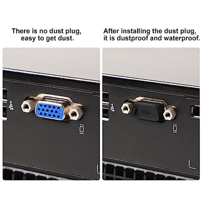 uxcell Silicone VGA Female Port Cover Anti Dust Cap, Port Plug Protector for D-Sub Serial 16mm x 9mm 10pcs Black