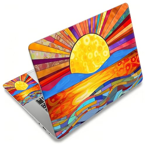 Laptop Skin Sticker Decal, Universal Reusable Vinyl Laptop Cover for 12" 13" 13.3" 14" 15" 15.4" 15.6" Notebook PC, Waterproof Scratch-Resistant with 2 Wrist Pads, Easy to Apply & Remove,A Art Sun - color: A Art Sun