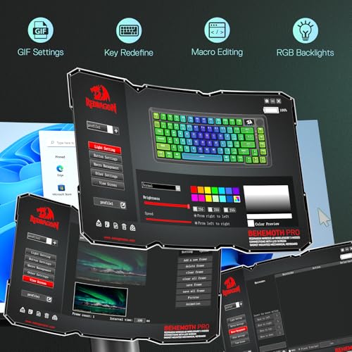 Redragon K724 PRO Wireless 81-Key Gasket Gaming Keyboard, TFT Screen & Knob | Easy-Control LED Info Display, 0-Delay Tri-Mode, Cushioned 5-Layer Noise Dampening for Creamy Thocky Sound, Compact 80% Size - color: Dark Jade, size: 81 Keys + LCD Screen