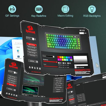 Redragon K724 PRO Wireless 81-Key Gasket Gaming Keyboard, TFT Screen & Knob | Easy-Control LED Info Display, 0-Delay Tri-Mode, Cushioned 5-Layer Noise Dampening for Creamy Thocky Sound, Compact 80% Size - color: Dark Jade, size: 81 Keys + LCD Screen