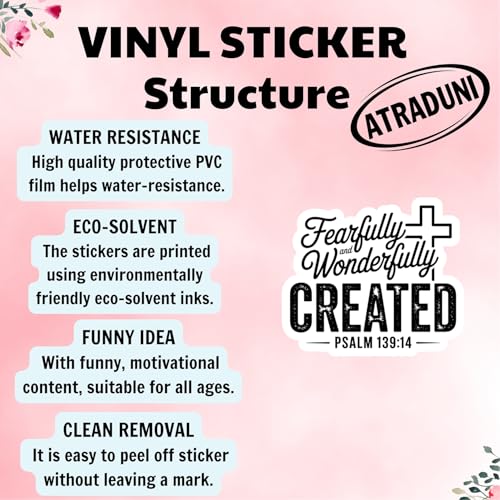 (3Pcs) Fearfully and Wonderfully Created Stickers Christian Inspirational Bible Verse Quote Religious Scripture Prayer Gifts Waterproof Vinyl Decal Kindle Water Bottle Bumper Hat Phone Laptop Size 3" - color: Fearfully and Wonderfully Created