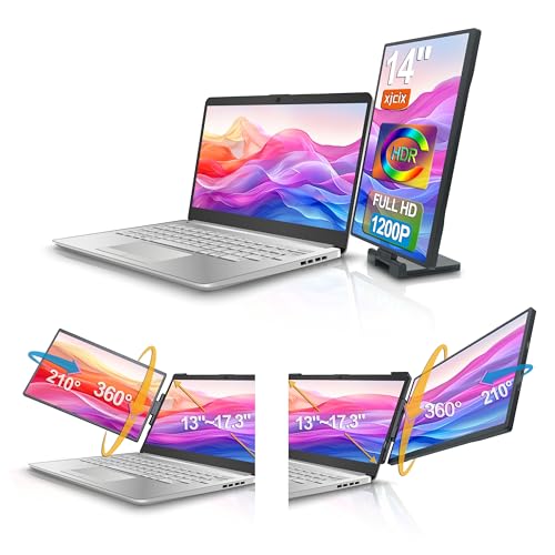 14.1-inch 1200P Portable Dual Laptop Monitor Extender (with USB Docking Station) 1920x1200 FHD IPS Foldable Plug and Play Travel Home Office Second Screen Compatible with HDMI,USB-A and USB-C - style: 1*14.1" 1200P