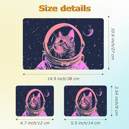Universal Laptop Skin Sticker with 2 Wrist Pad Decals, 3-Piece Removable Vinyl Laptop Cover, Astronaut Cat Waterproof Anti-Scratch, Easy-Trim Fit for 13.3" 14" 15.6" Laptops - color: Astronaut Cat
