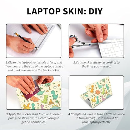 Universal Laptop Skin, DIY Cut-to-Fit Vinyl Cover Compatible with HP, Dell, Lenovo, Mac (13.3" to 15.6"), Anti-Scratch, No Residue & Bubble-Free Protective Decal Sticker, Cute Cartoon Dinosaurs - color: Cute Cartoon Dinosaurs