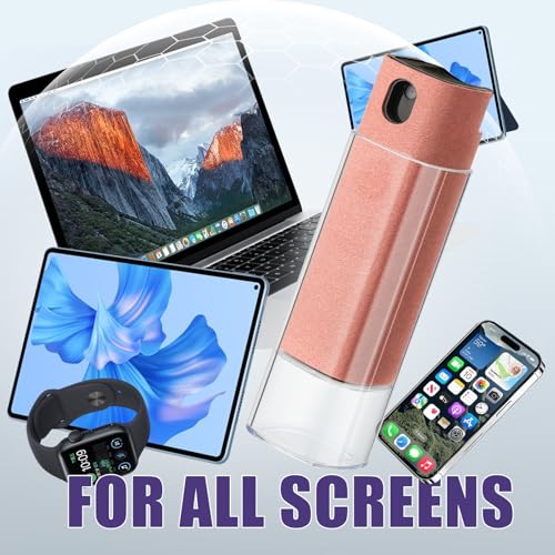 24 Pack Screen Cleaner 3-in-1 Screen Cleaner Spray and Wipe Built-in Cleaning Solution Touchscreen Mist Cleaner for All Car Screen Phone Laptop iPad TV Monitor,Gray+Pink+Black